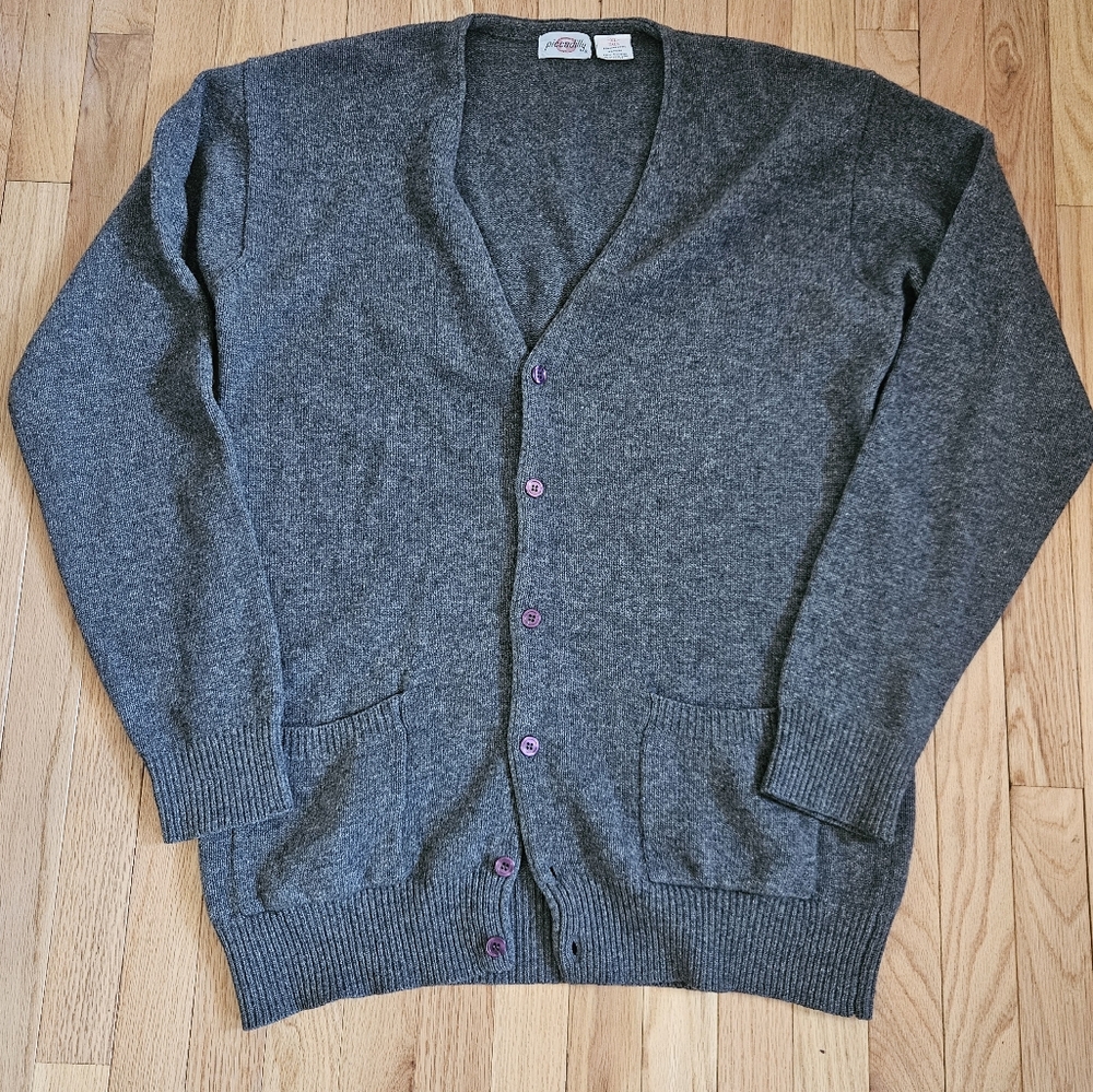 Piccadilly Mens Vtg Cardigan Sweater Lambswool XL Tall XLT Grandpa Heritage